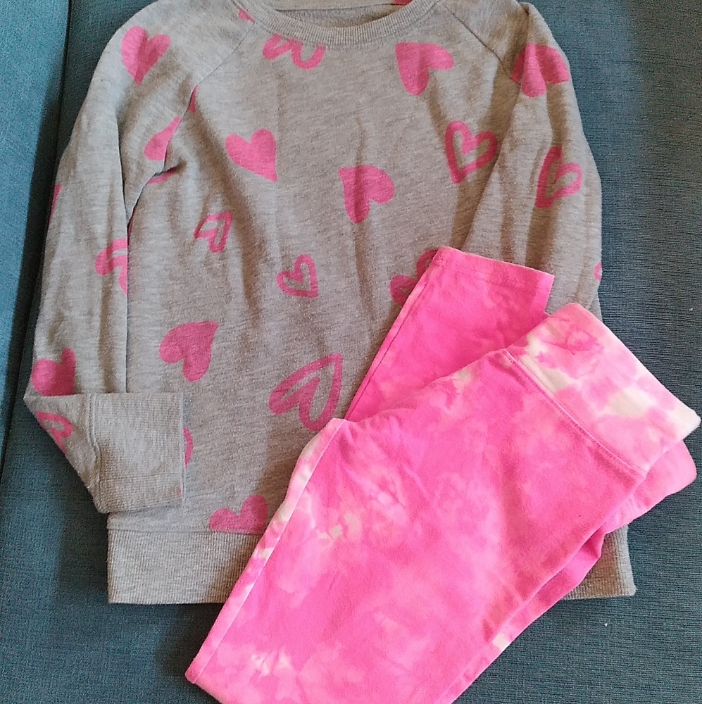Valentine's Pink Heart Girls outfit size 10 Justice